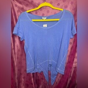 Splendid Women's Light Blue Sheer Short Sleeve Tie-Knot Tee